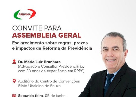 PREVINA convida servidores municipais para Assembleia Geral sobre a reforma da Previdência