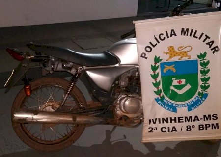 Polícia Militar de Ivinhema recupera motocicleta furtada em Nova Andradina