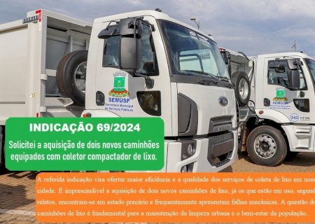 Nova Andradina: Vereador Wilson Almeida solicita aquisição de dois novos caminhões de lixo