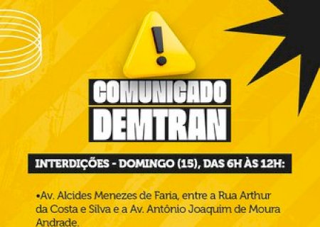 Avenidas serão interditadas neste domingo em Nova Andradina